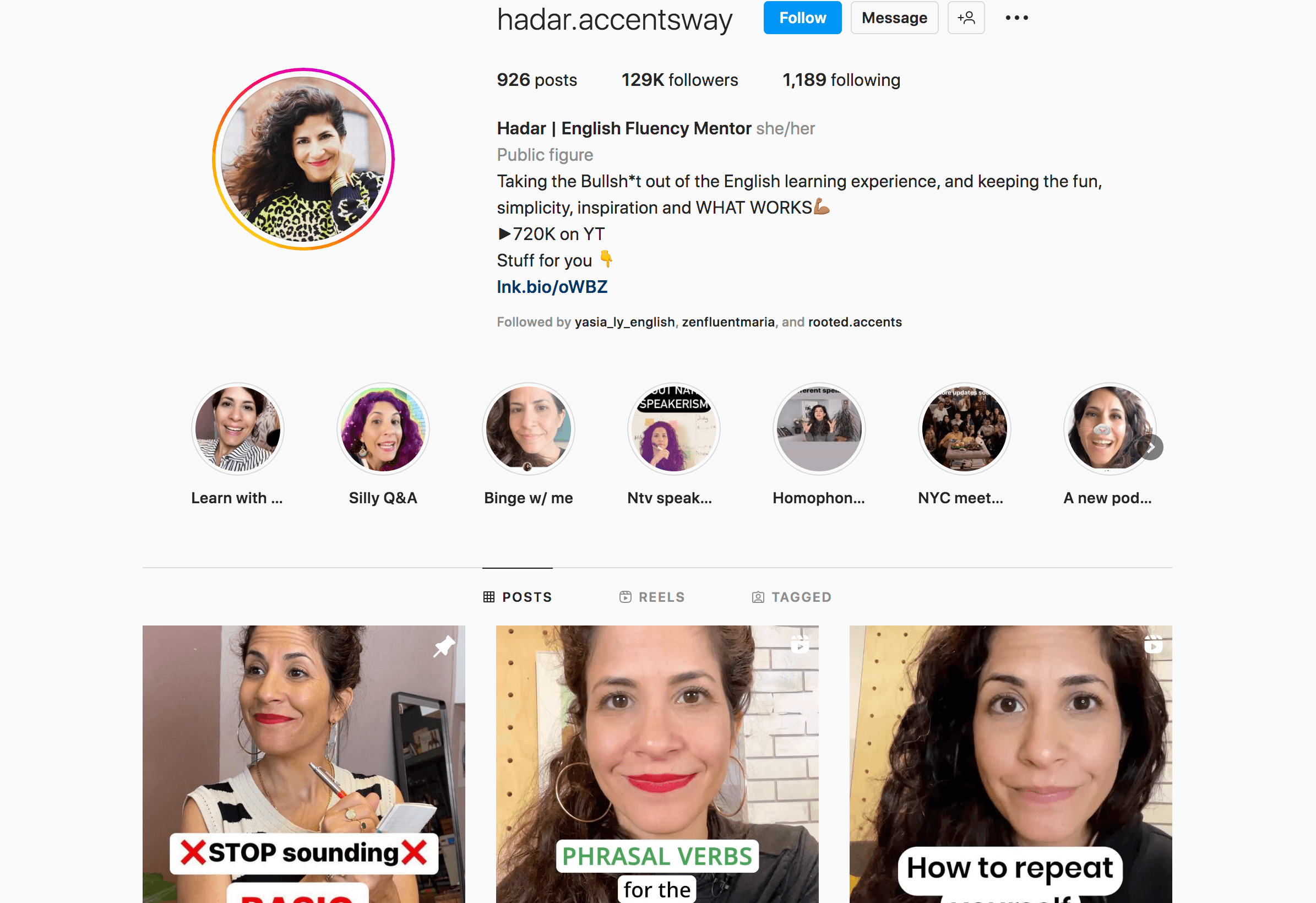 hadar.accentsway - TikTok Account To Learn English